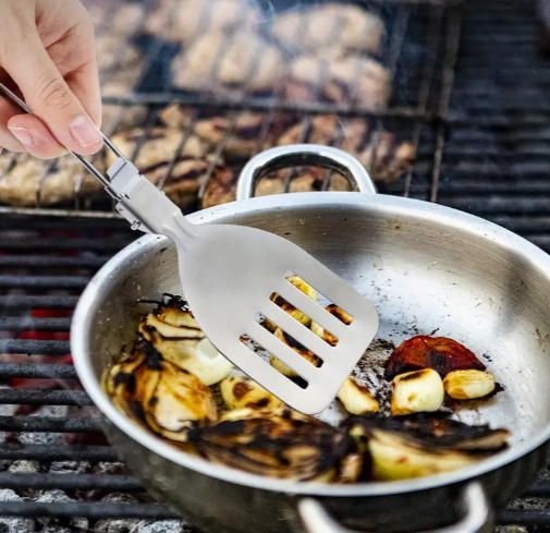 Kits de Utensílios De Cozinha Dobráveis em Aço Inoxidável Multifuncional para Acampamentos e Atividades ao Ar Livre.